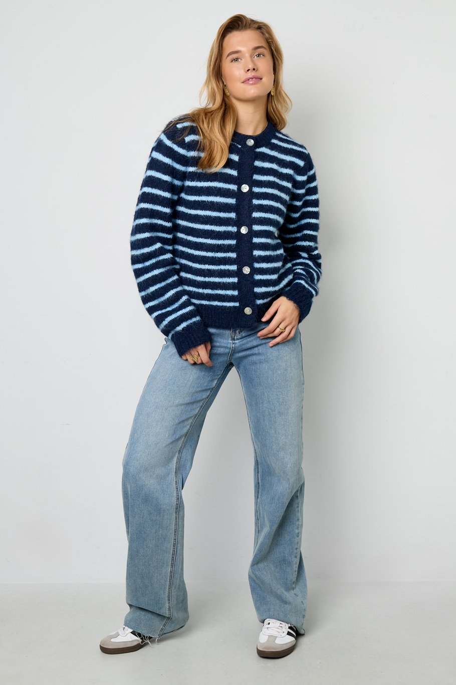 Polyester fiber (polyester) Knit cardigan Stripes Casual Fall/Winter Clothes h5Picture9